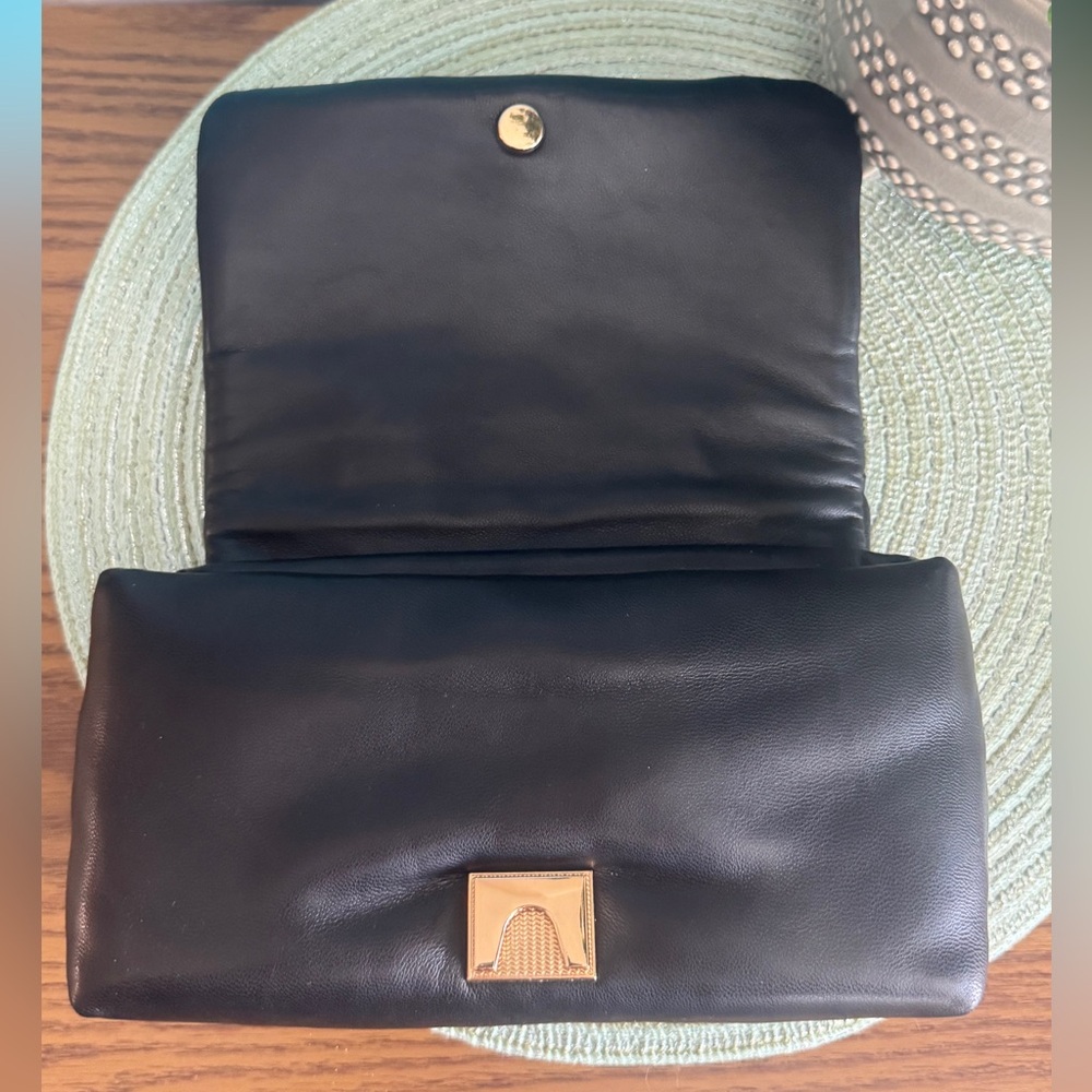 A New Day Sophie Quilted Crossbody Pillow Purse Bag Black with Gold Chain Strap - Picture 11 of 14